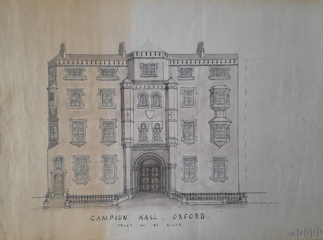 Sketch of elevation to gardens, by E Bower Norris
