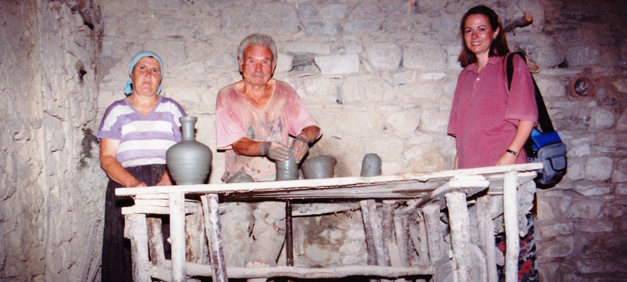 Pamela Armstrong with potters