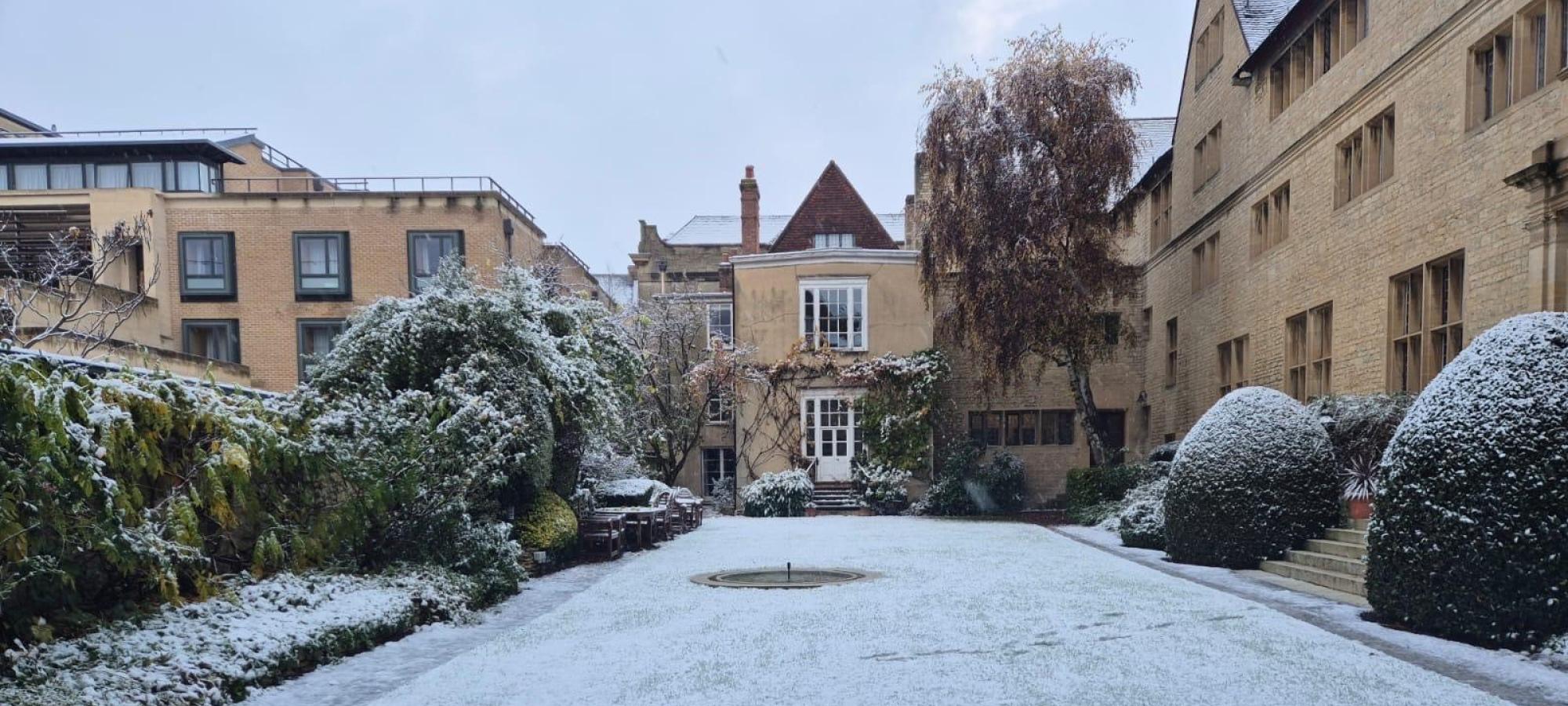 Campion Hall in the snow 