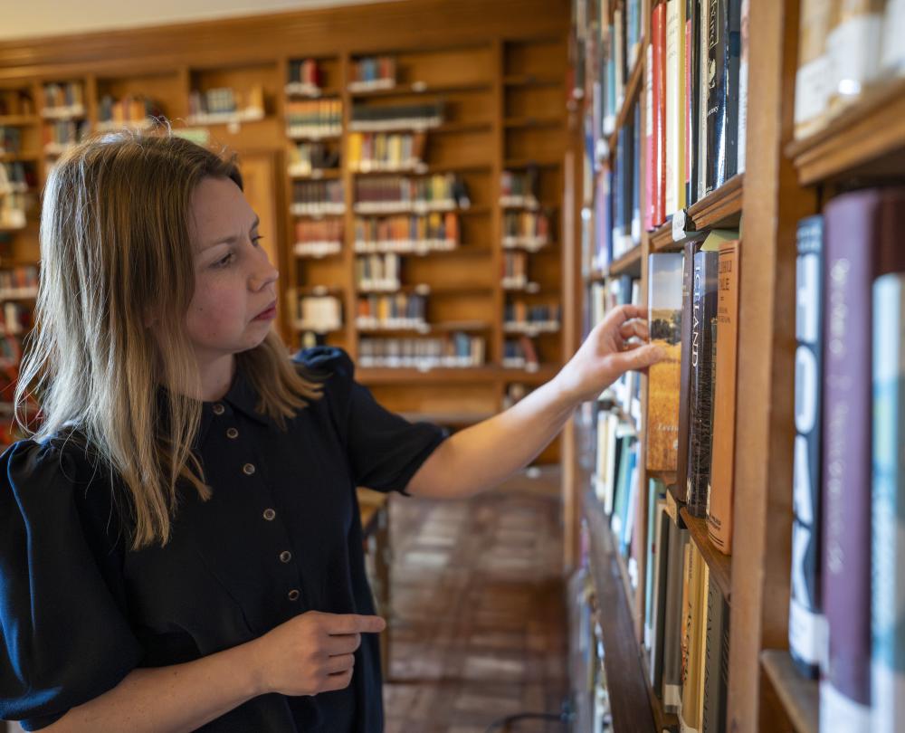 Laura Johnson at the Campion Library
